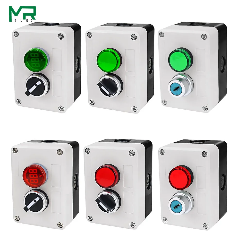 Startstop Auto Selagem Interruptor de Botão Impermeável 220v Interruptor de Parada Industrial Elétrico com Luz Indicadora Novo 2-hole 2-gear