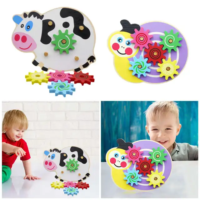 Wood Busy Gears Board Matching Toy Toddler Puzzles Gear Game Montessori Toys for Kids Children Gift 6