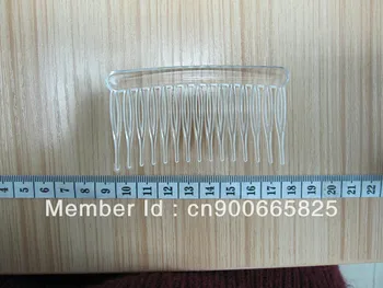 

Free shpping for bulk medium size 15teeth transparent 8 cmwhite plain plastic comb for diy hair accessories