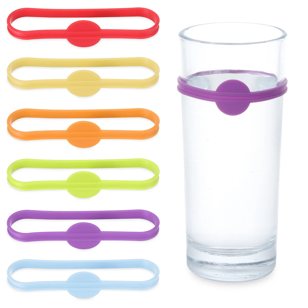 24 Pcs Silicone Cup Markers For Drinks - Stretchable Wine Glass Identifiers, Party Drink Tags, 12 Colors
