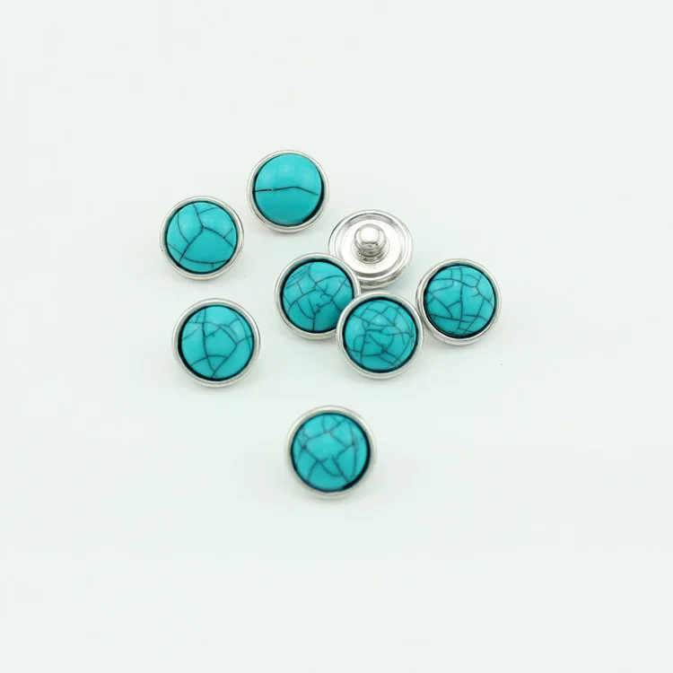 12 шт./лот, высокое качество, синий камень, стили, 12 мм, кнопка оснастки, очаровательный сплав, защелки, ювелирные изделия для оснастки, ожерелье