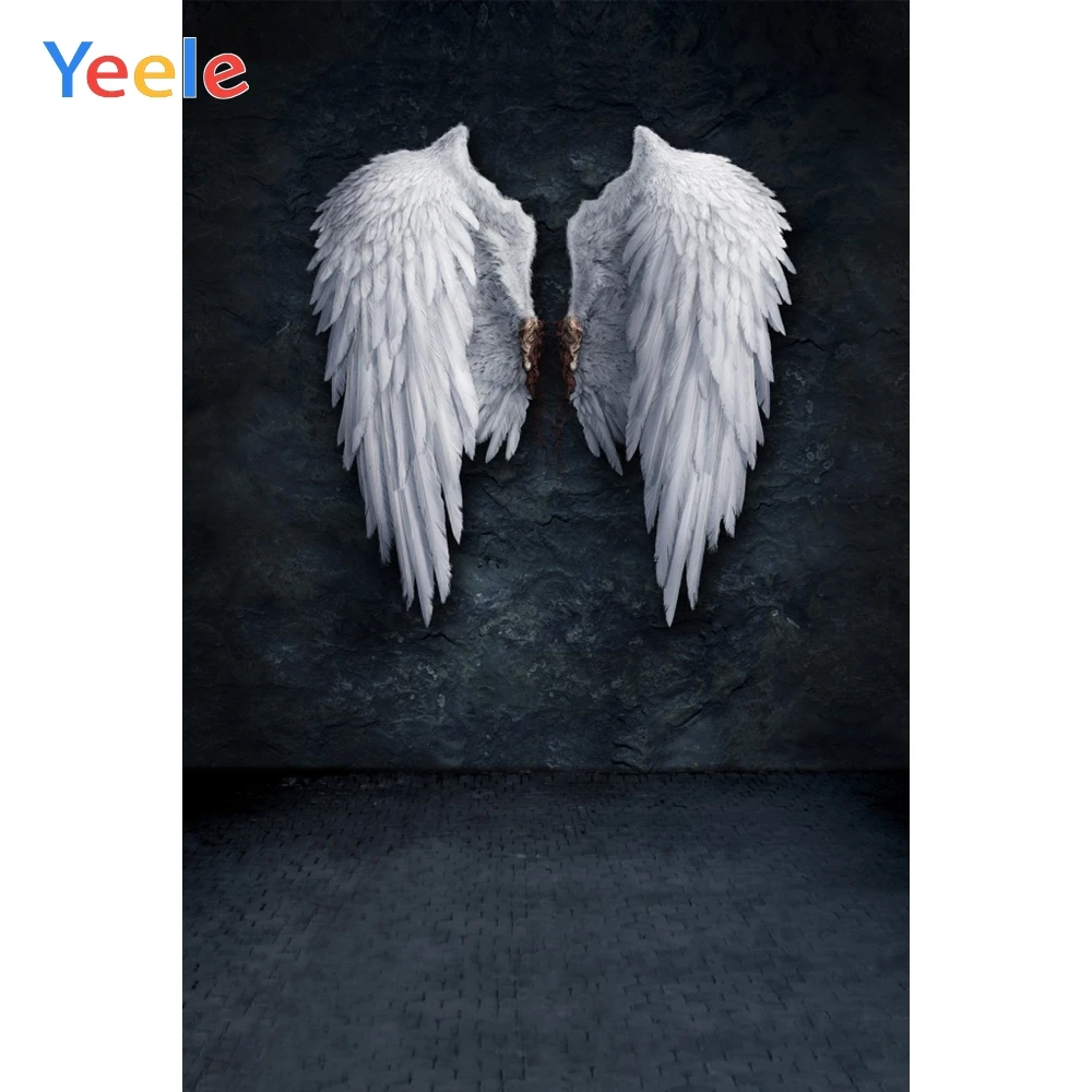 

Yeele Old White Wings Dark Color Wall Brick Floor Photography Backgrounds Customized Photographic Backdrops For Photo Studio