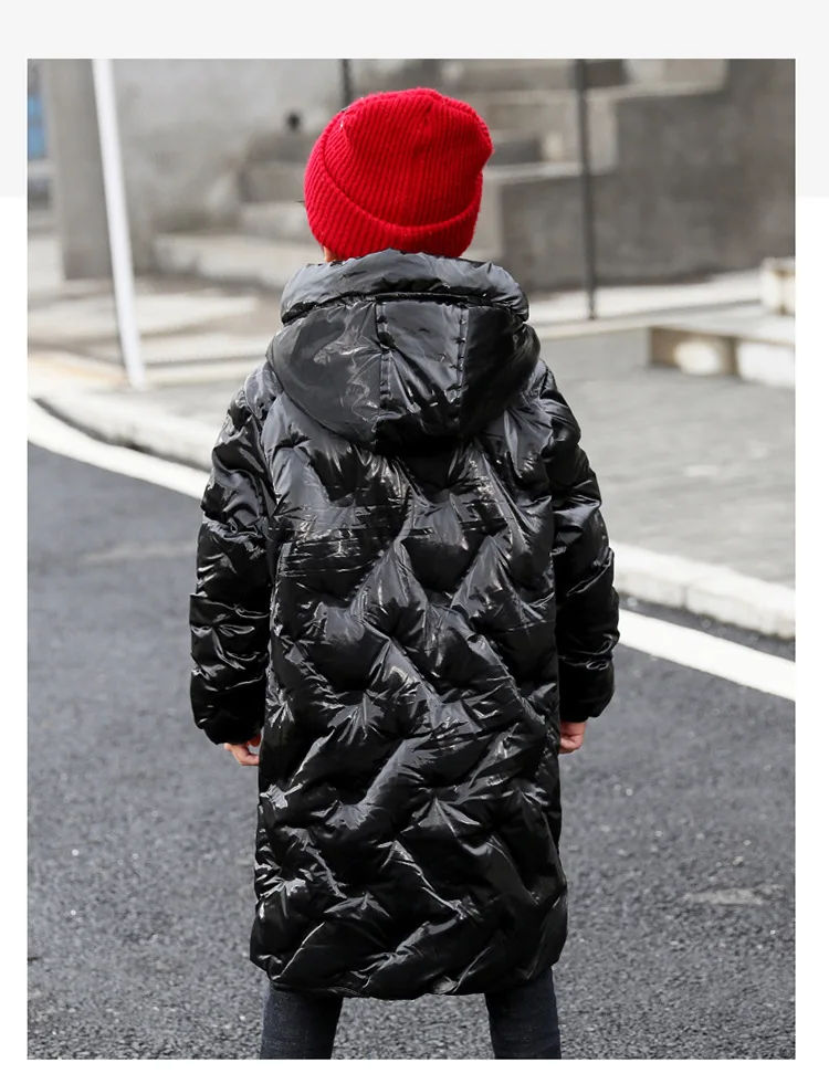 Детская удлиненная куртка длинная парка с капюшоном для мальчиков теплое пальто с хлопковой подкладкой для больших мальчиков утепленная верхняя одежда детская зимняя куртка для мальчиков