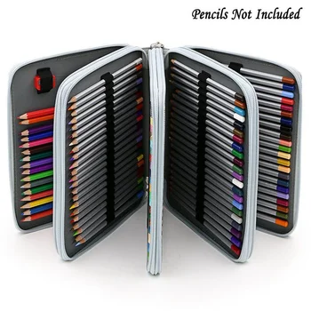 

127/168 Holes PU Leather School Pencil Case Pouch Bag Folded Sketch Brush Pen Case With Zipper Art Supplies