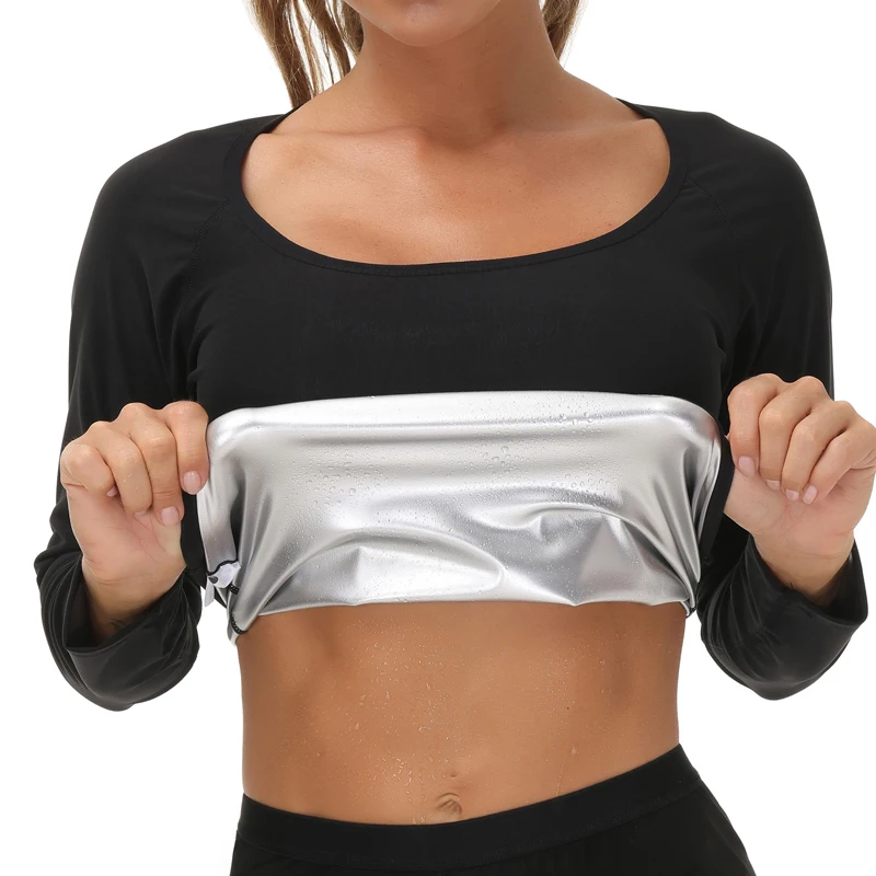 Women Long Shirts Sauna Sweat Suit Vest Body Shaper Polymer Waist Trainer Workout Corset Lose Weight Tank Tops Fitness Shapewear