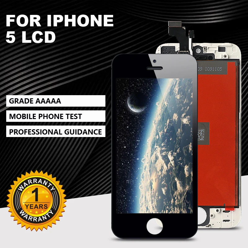 

AAAA +++ level LCD display for iPhone 5 'touchscreen digitizer assembly. No dead angle pixels + tempered glass + tools + mobile
