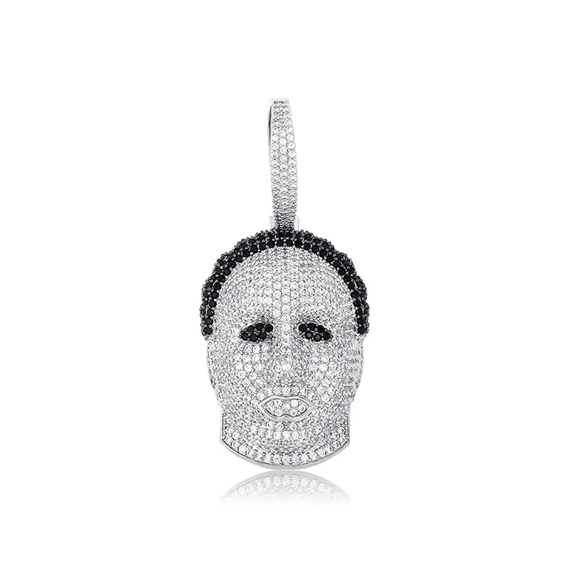 

New Iced Out Man Avatar Cubic Zirconia Gold Silver Color Pendant With Tennis Chain High Quality Hip Hop Jewelry For Gift Men