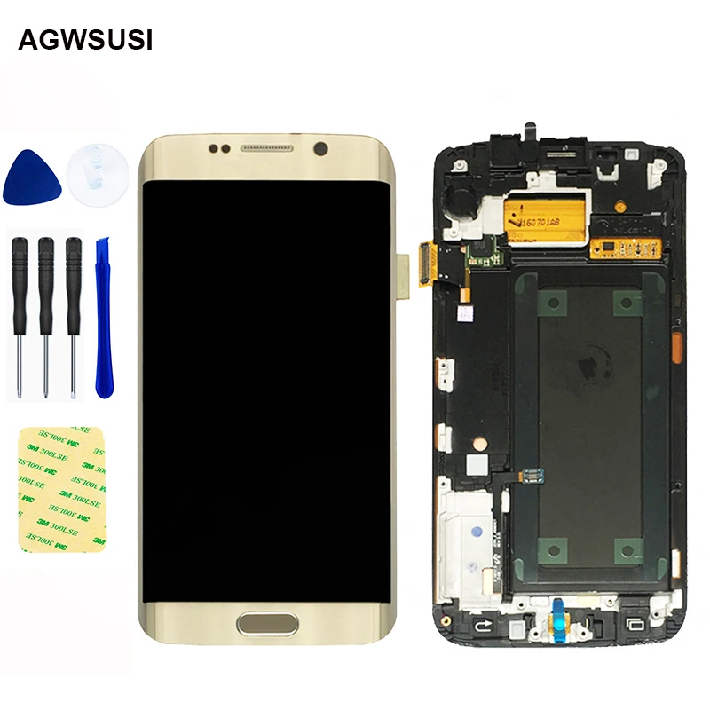 AMOLED For Samsung Galaxy S6 Edge LCD G925 G925F SM-G925F Display Touch Screen Digitizer Assembly with frame S6Edge Replace | Мобильные