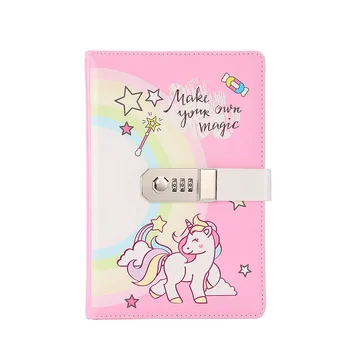

A5 Cute Unicorn Thicken Password Notebook with Code Lock Refillable Planner Daily Memos Kawaii Girls Diary Notebook Journal Gift