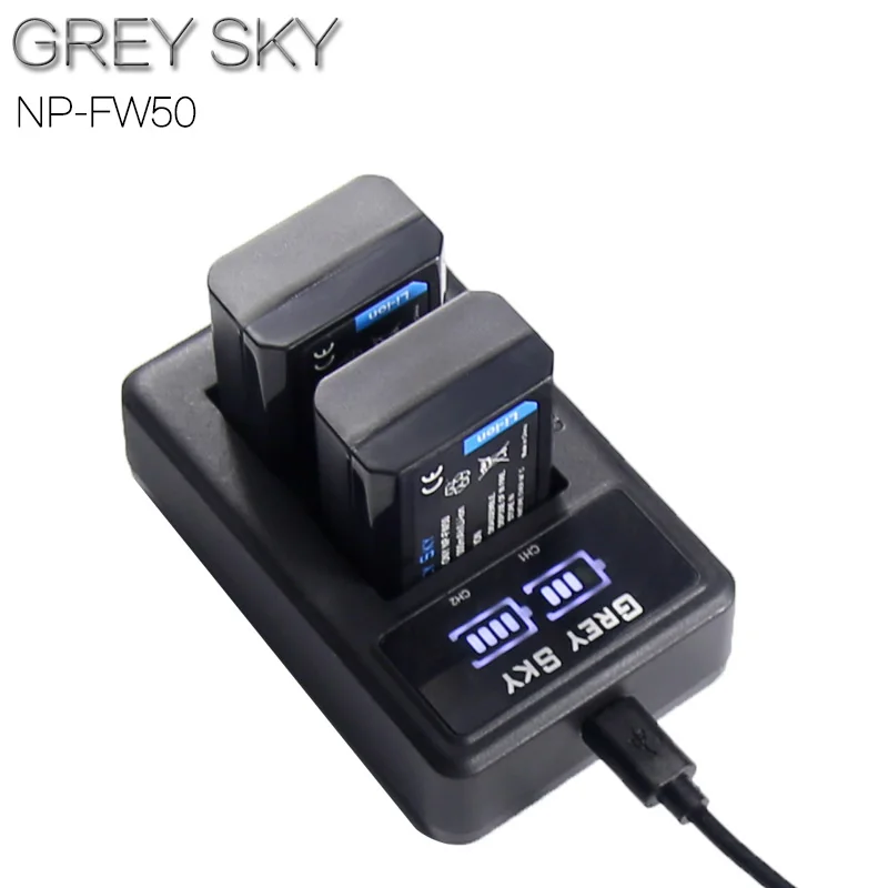 3 шт. 2000 мАч NP-FW50 NP FW50 батарея для цифровой камеры+ ЖК-дисплей USB двойное зарядное устройство для sony NEX-3 a7R Alpha a6500 a6300 a6000 a5000 a3000