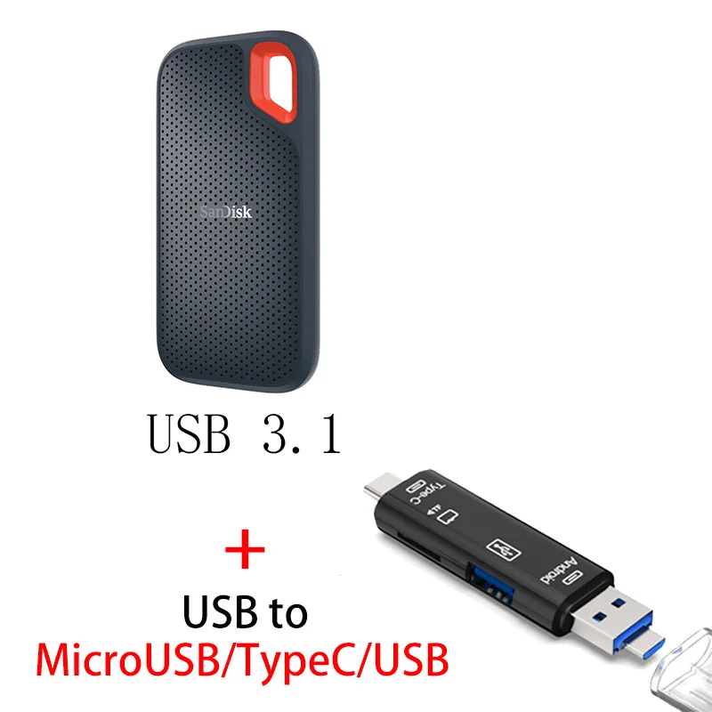 SSDE60 Y211 SanDisk Портативный внешний SSD 1 ТБ 500GB 550M внешний жесткий диск SSD USB 3,1 HD SSD жесткий диск 250GB твердотельный диск для ноутбука - Цвет: SSDE60 Y211