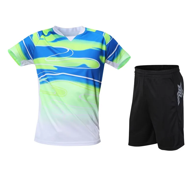 HOWE AO New running clothes for men jogging suits for men training clothes running workout suit men‘s T-shirt+shorts - Цвет: Зеленый