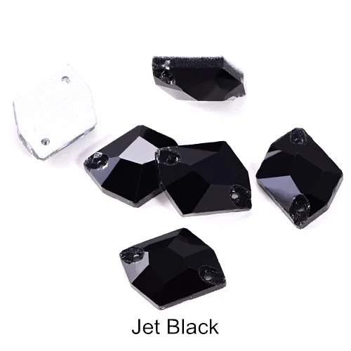 Jet Black 5 размеров космические Формы разноцветные стеклянные пришивные стразы с плоской задней частью прозрачные AB пришивные стразы с 2 отверстиями для одежды B0681 - Цвет: Jet Black