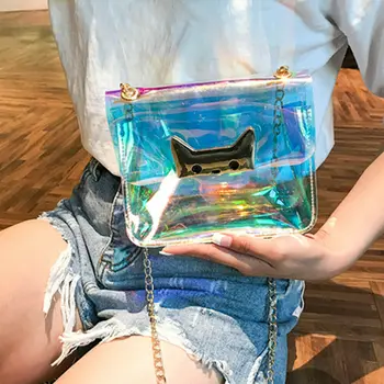 

Fashion Women Shoulder Bag Fashion Laser Transparent Crossbody Bags Messenger Shoulder Beach Bag 2019 New Design Shoulder Bags
