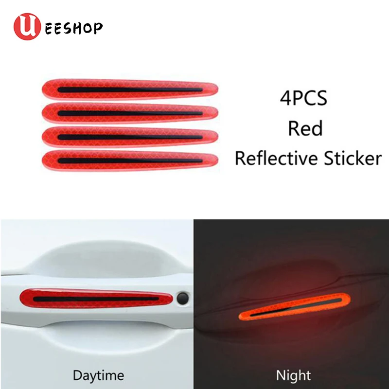 8pcs 3D Car Reflective Sticker Tape Reflector Fender Warning Bumper Strip Door Handle Bowl Cover Car Exterior Accessories Set AA