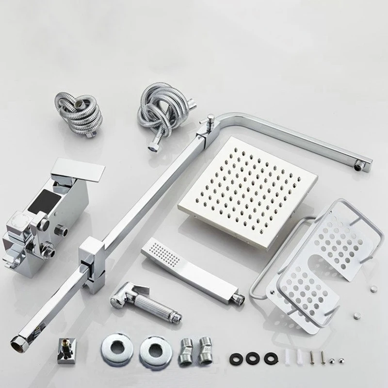 LED Digital Shower Set Chrome Bathroom Faucets Thermostatic Shower Mixer System SPA Rainfall Hot Cold Bath Tap Wall Mount Grifos