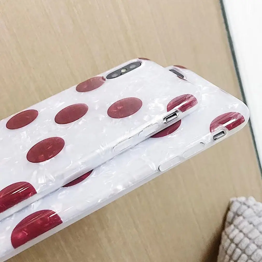 Подходит для Iphone 7 P/8 P Изысканный красный узор в горошек Универсальный Высококачественный ТПУ материал чехол для телефона