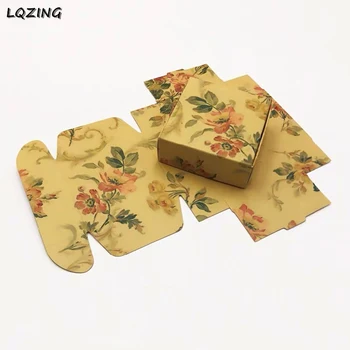 

6.5*6.5*3cm Yellow Flower Printed Paper Soap Box Christmas Party Gift ideas Boxes Accessories Jewelry Packing Gift Box Wholesale