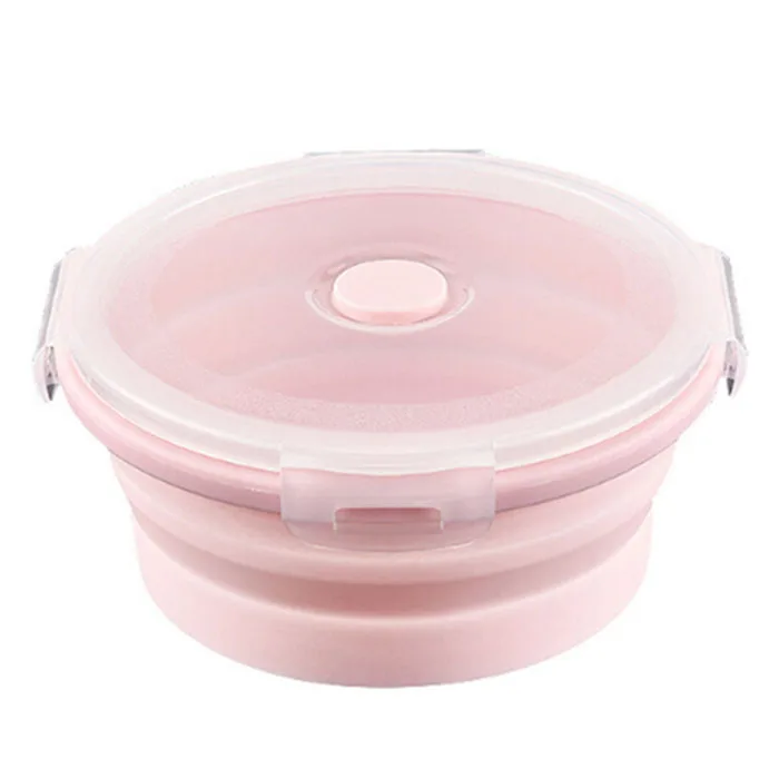 Pink 4 шт./компл. Коробки для обедов Портативный складной хранения Еда контейнер с крышкой Еда Овощи Фрукты мяса на открытом воздухе путешествия Кухня ящик для хранения - Цвет: Pink