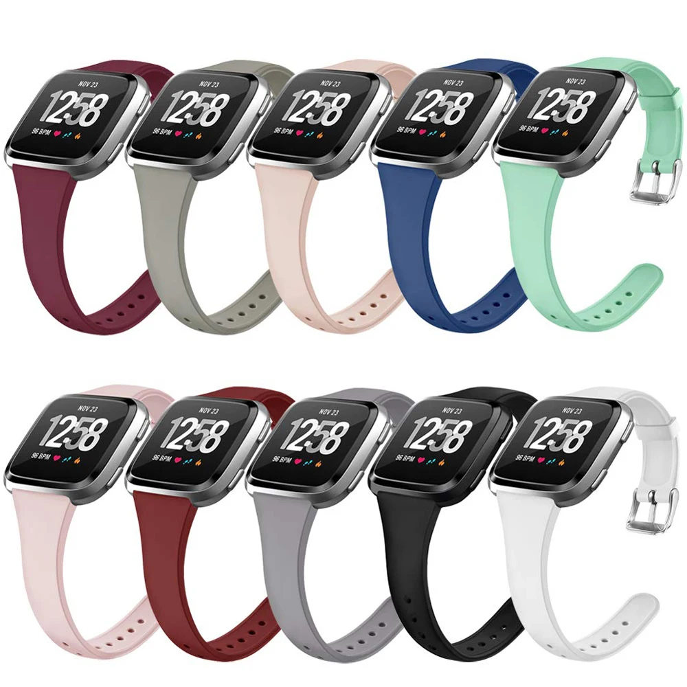 Тонкий узкий ремешок для Fitbit Versa Band мягкий силиконовый сменный Браслет для Fitbit Versa/Versa Lite браслет для женщин