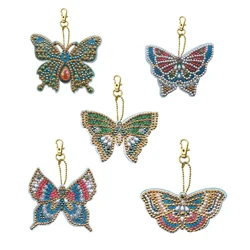 Butterfly 5 шт. 5D DIY Алмазная ручка картина брелок полная дрель специальная форма кулон для художественного ремесла DIY брелок для автомобиля декор мозаика изготовление - Название цвета: Butterfly