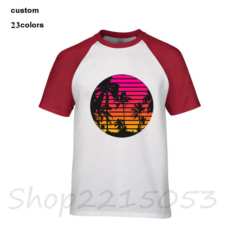 80s Mountain Palm Trees Sunset Adult T Shirt Cool Casual pride t-shirt Men 2019 New Fashion tshirt Loose plus Size top one piece | Мужская