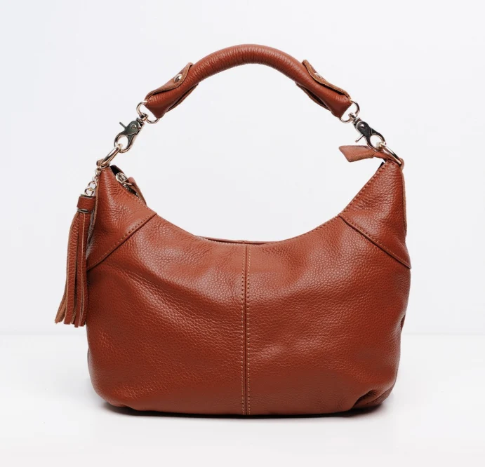 Натуральная воловья кожа с кисточками Хобо, женская сумка из натуральной кожи, женская сумка через плечо B210 - Цвет: Коричневый