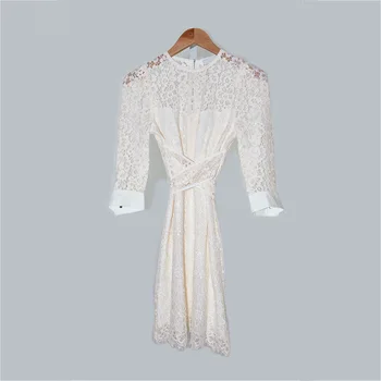 

19 Summer Slim Fit Round Neck Hollow Out Lace Short Skirt Lady Dress R20680e 95079