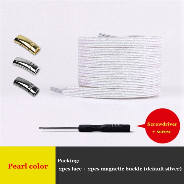 New Magnetic Shoelaces Elastic No Tie Shoe laces Flat Locking Shoelace Kids Adult Sneakers Lazy Laces One Size Fits All Shoes Pearl color