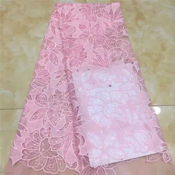 

Onion Lace African Nigerian Net Lace Fabric yellow With Sequins High Quality French Mesh Lace Fabric For Wedding Sewing