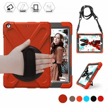 Чехол для iPad 10,2 противоударный Heavy Duty Прочная крышка 360 вращающийся ручной подставки для iPad 10,2 7th поколения+ ремешок на шею