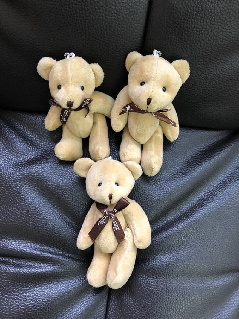 

2020 Bow-tied conjoined bear Fur Teddy Doll Keychain Women Bear Toy Keyring Women Bag Car Key Chain Party Cute key ring