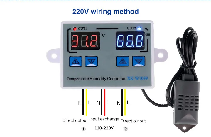 Contrôleur Numérique Température Humidité XK-W1099 - Plage -0 à 100°C - 24V - Écran LCD Intelligent