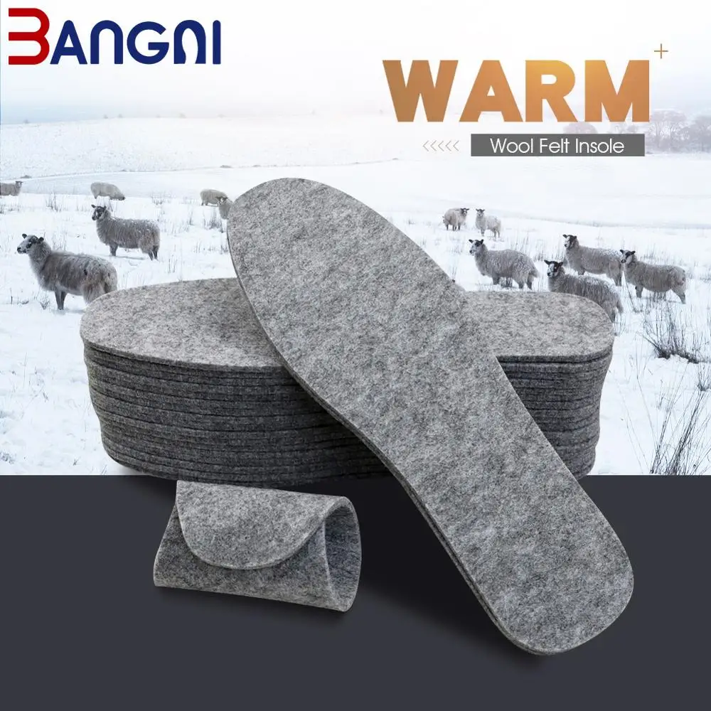 

3ANGNI 5 pairs Wool felt insoles thick warm insole for shoes genuine wool breathable shoe pad.