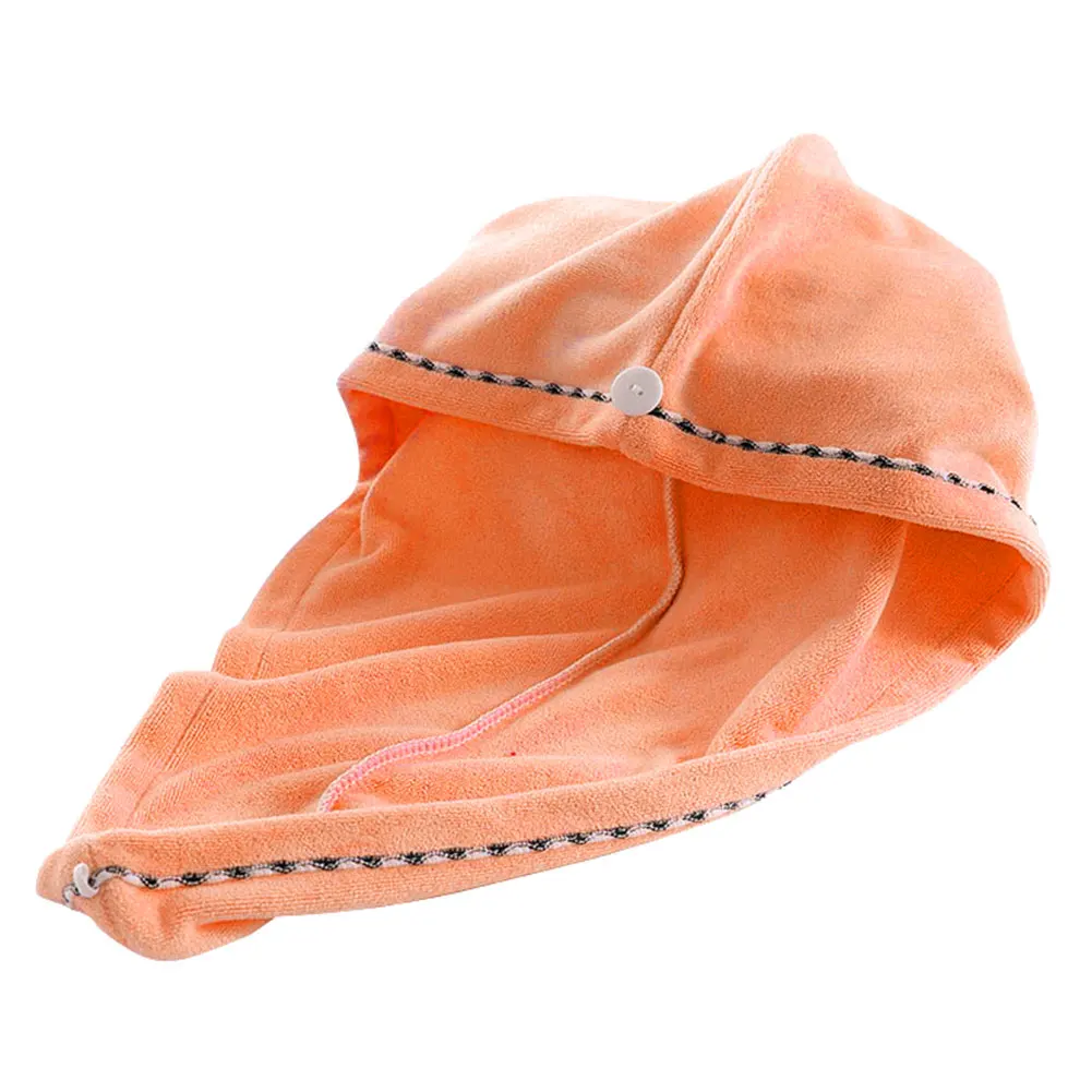 Микрофибра воды абсорбент быстросохнущая обертывание волос шляпа душ для купания полотенце крышка - Цвет: Оранжевый