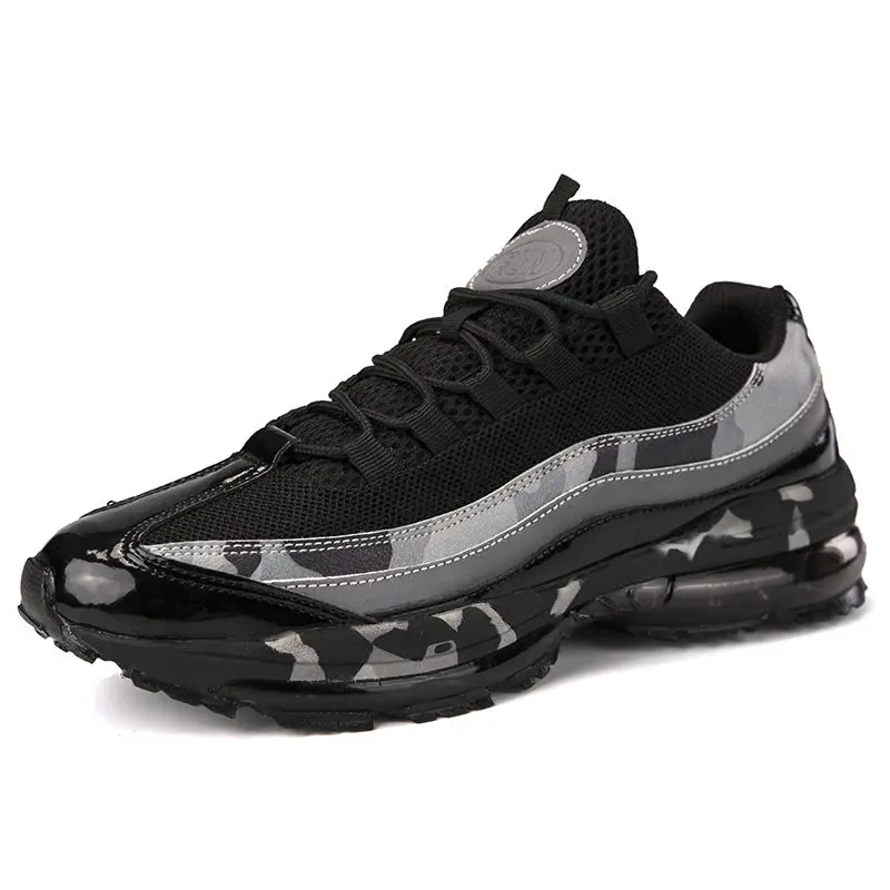 Air Sole/прогулочная обувь для мужчин; удобные Брендовые мужские новые кроссовки на шнуровке; уличная сетчатая обувь для фитнеса; Вулканизированная обувь для мужчин; 39-46 - Цвет: -95black