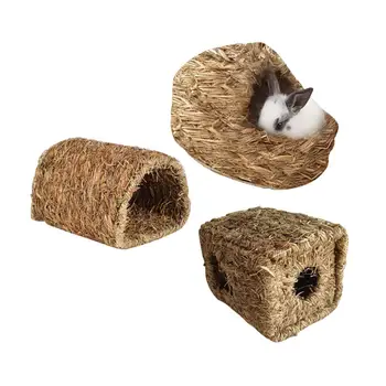 

Handwoven Straw Pet Nest Foldable Durable Hamster Playing Sleeping Nest for Rabbit Guinea Pig