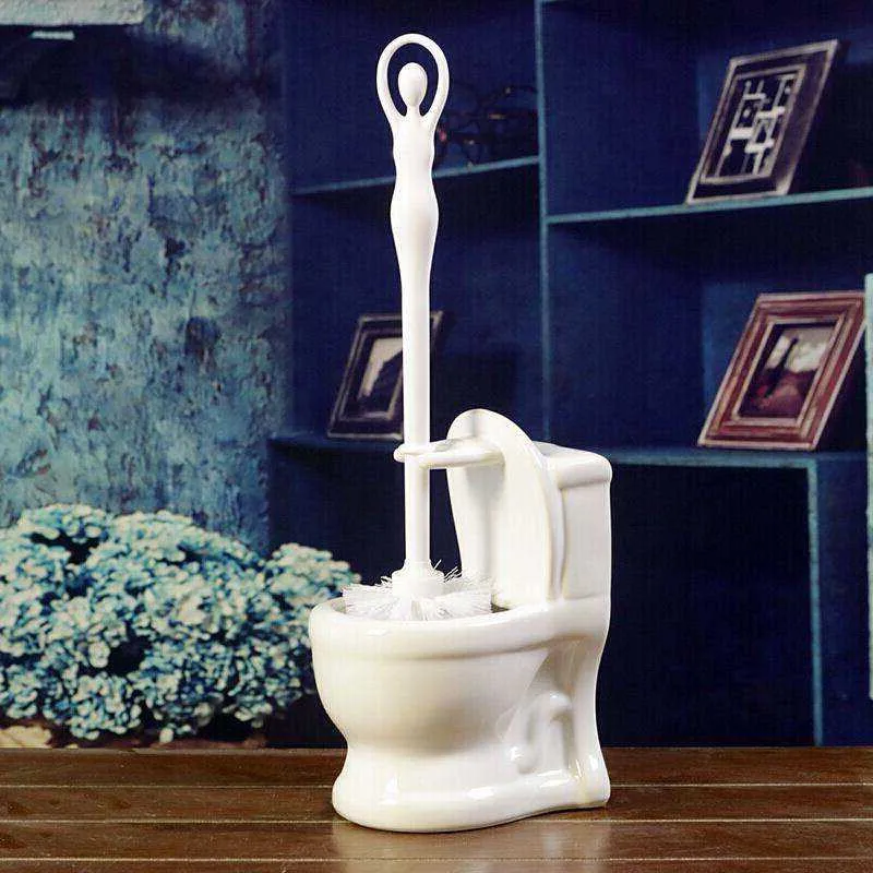 

Toilet Brush Holder Set Ceramic Bathroom Cleaning Tools Long handle toilet brush Floor Type Bathroom accessories set Multicolor