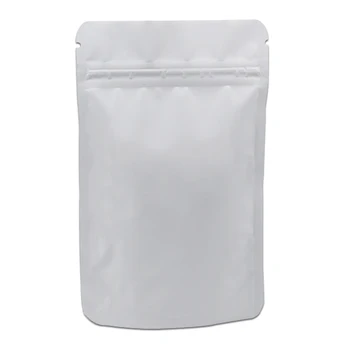 

White 50Pcs/Lot 10*15cm Stand Up Pure Aluminum Foil Doypack Heat Seal Zipper Pack Bag Food Snacks Resealable Party Valve Bag