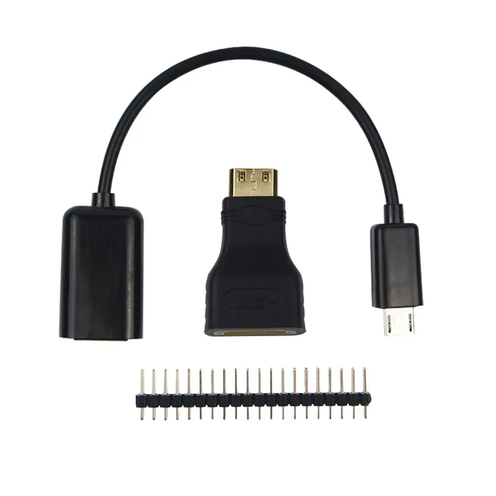 

For Raspberry Pi Zero 1.3 Starter kit Mico Usb To OTG Line + HDMI Connector+40p Pin Header for Pi 0 Compact Size