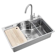 Multi função pia da cozinha única bacia acima do contador ou udermount pias de aço inoxidável 1.2mm espessura escovado pias cozinha