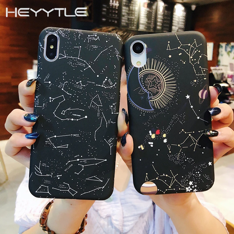 

Heyytle Starry Sky Case For iPhone 7 8 Plus 6 6s 5 SE Moon Planet Pattern Case For iPhone X XS MAX XR Ultra Thin PC Cover Coque