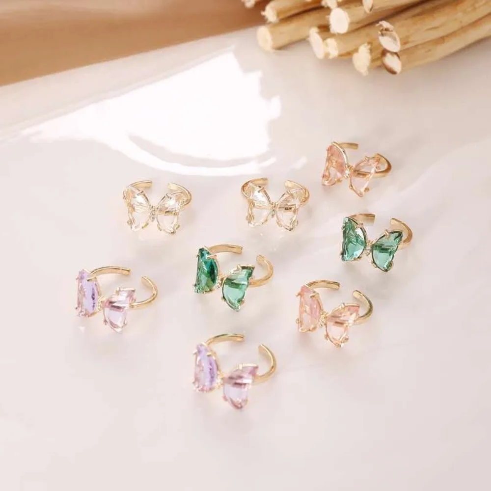 AMC Cute Butterfly Open Rings For Women Colorful Butterfly Adjustable Boho Animal Cuff Ring Jewelry Gifts For Women Kids Girls