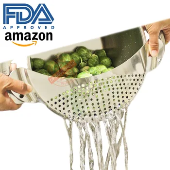 

Amazon Stainless Steel Kitchen Drainer Water Plate Half-Moon ge zha Plate lv shui wang Lid Tools FDA