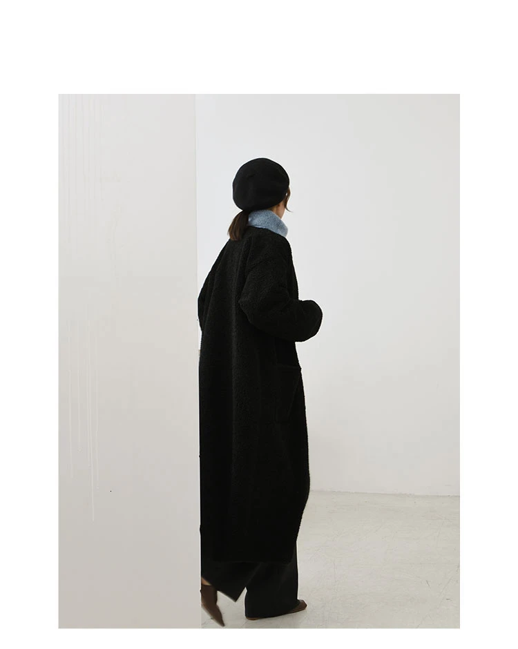 [EAM] свободное приталенное двубортное шерстяное пальто с карманами большого размера, парки, новинка, длинный рукав, женская мода, Осень-зима, 1A862