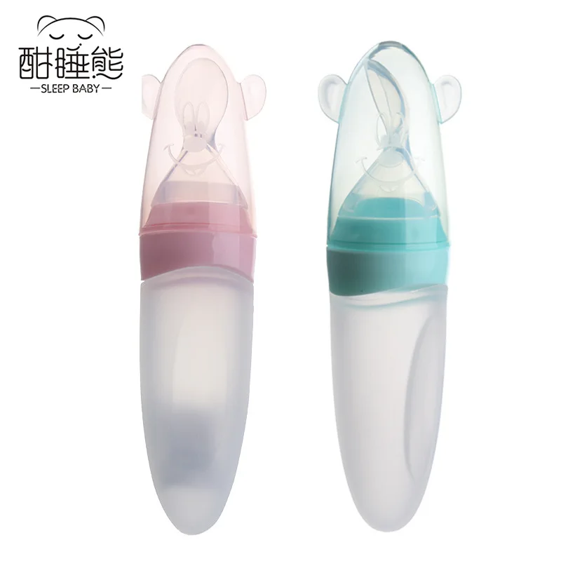 

90ml Extrusion Type Cereal Feeder Cereal Feeding Bottle Infant Child Baby Spoon Rice Cereal Spoon Silica Gel Food Supplement Tab