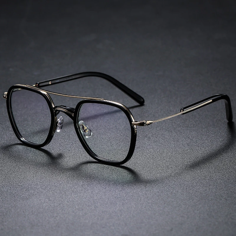 Gatenac Unisex Full Rim Round Titanium Acetate Double Bridge Frame – FuzWeb