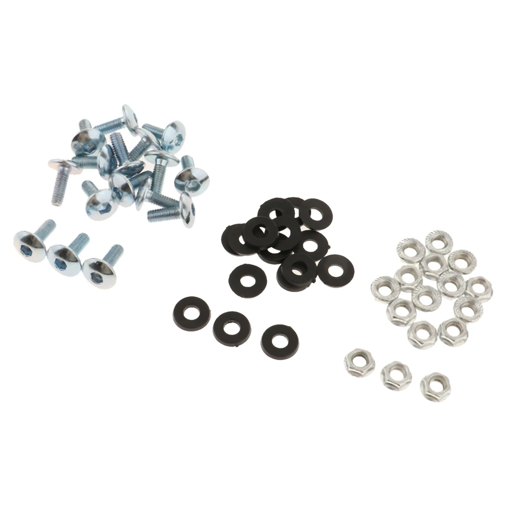 16 Pcs Metal Bumper Fender Bolt Washer Nut License Plate Bracket Mounting Washer Screw Kit