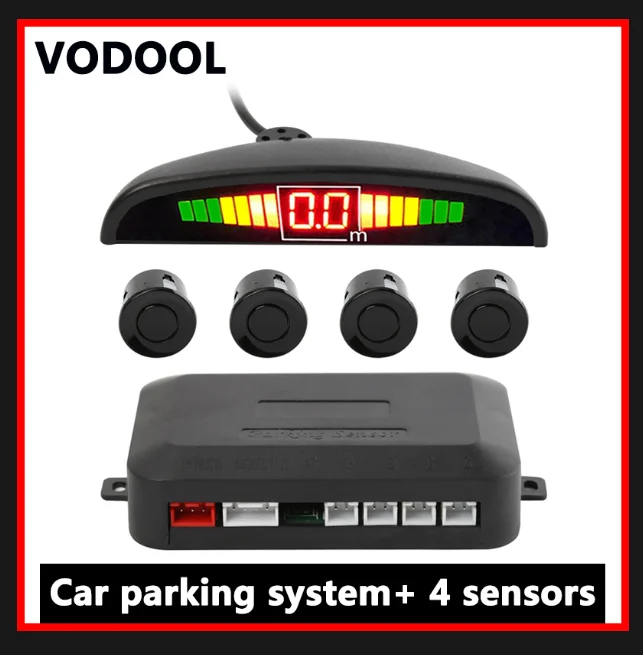 VODOOL Car Parktronic LED Display Auto Parking Sensor Kit Reverse Backup Car Parking Radar Monitor Detector System With 4 Sensor