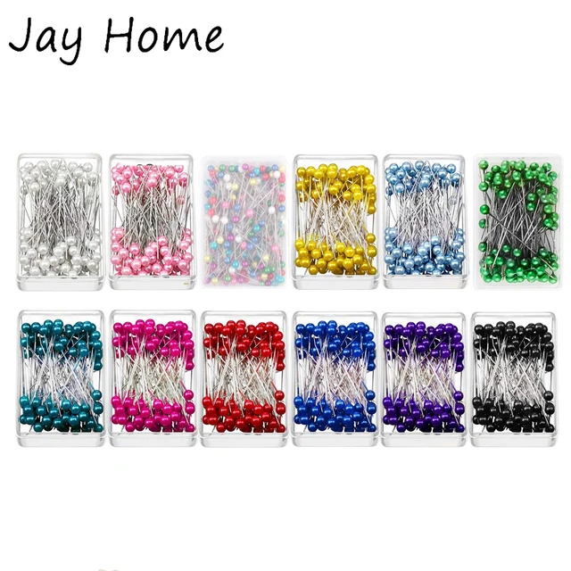 1200 Pieces Sewing Pins Colored Ball Head 12 Colors 1.5 Straight